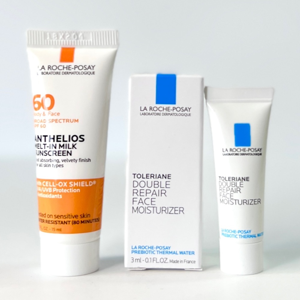 5/$25❣️La Roche-Posay Anthelios Sunscreen & Toleriane Moisturizer SPF SAMPLE DUO